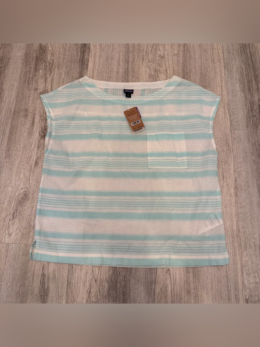 NWT Patagonia Organic Cotton Hemp Striped‎ Pocket Tee Small